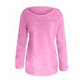 thumbnail image 3 of T-shirts à Col Rond à Manches Longues pour Femmes, Mode d'Automne, Hauts Western Tendance pour Dames, Tunique Ample, Hauts Grande Taille, Chandails Unis, Rose Vif G, 3 of 4