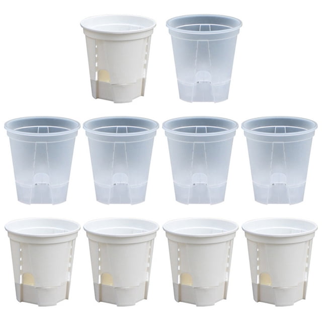 Mosiee Self-Watering Plastic Garden Pots - 10 Pack With Drainage & Modern Design!