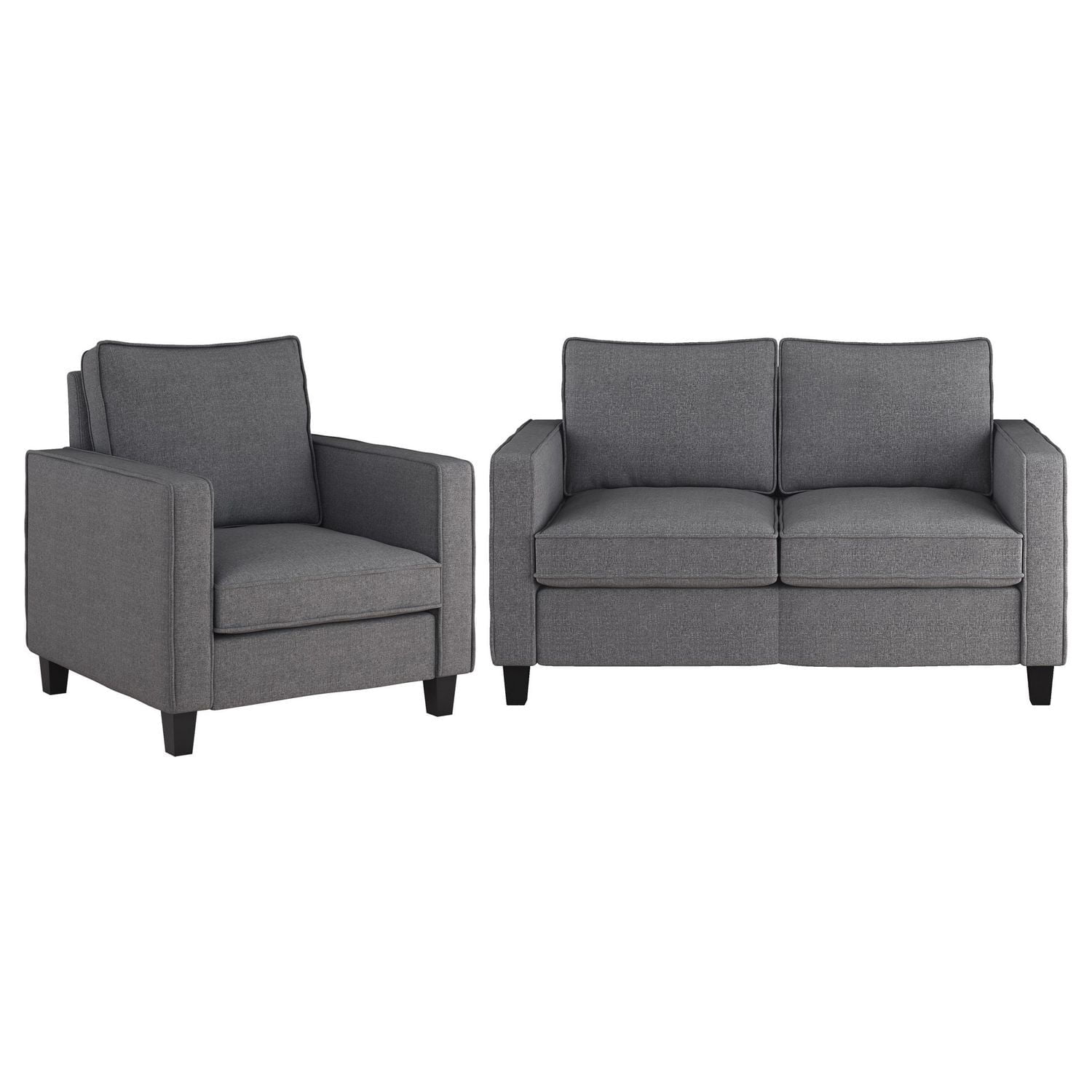 CorLiving Georgia Fabric Loveseat Sofa and Accent Chair Set - 2pcs
