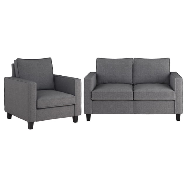 CorLiving Georgia Fabric Loveseat Sofa and Accent Chair Set - 2pcs