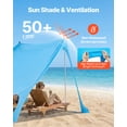 thumbnail image 3 of VEVOR Beach Tent Sun Shelter, UPF50+ Sun Protection, 6.6 ft Tall, 7.5x7.5 ft, Easy Pop Up Beach Canopy with Sandbags, Stability Poles, Sand Shovels, Portable Shade for Family Outings, Camping, Fishing, 3 of 9
