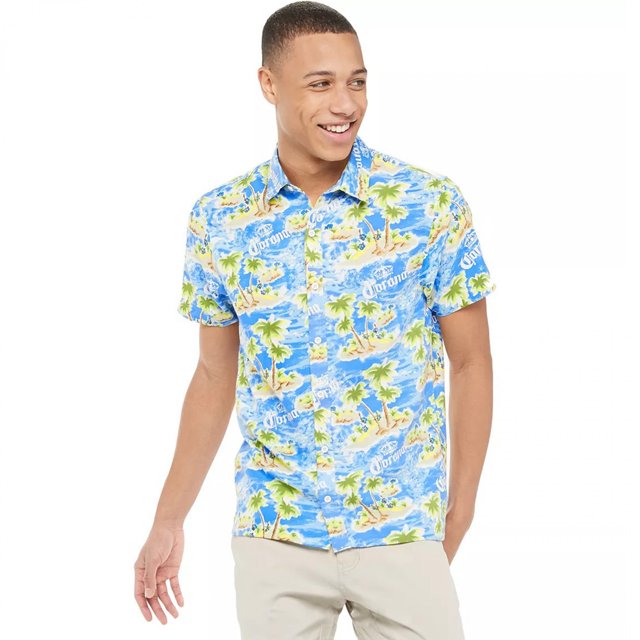 Corona Extra Tropical Island Button-Up Hawaiian Shirt-XLarge
