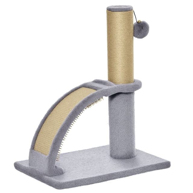 PawHut Cat Tree with Jute Scratching Post, 17" Small Cat Tower, Grey