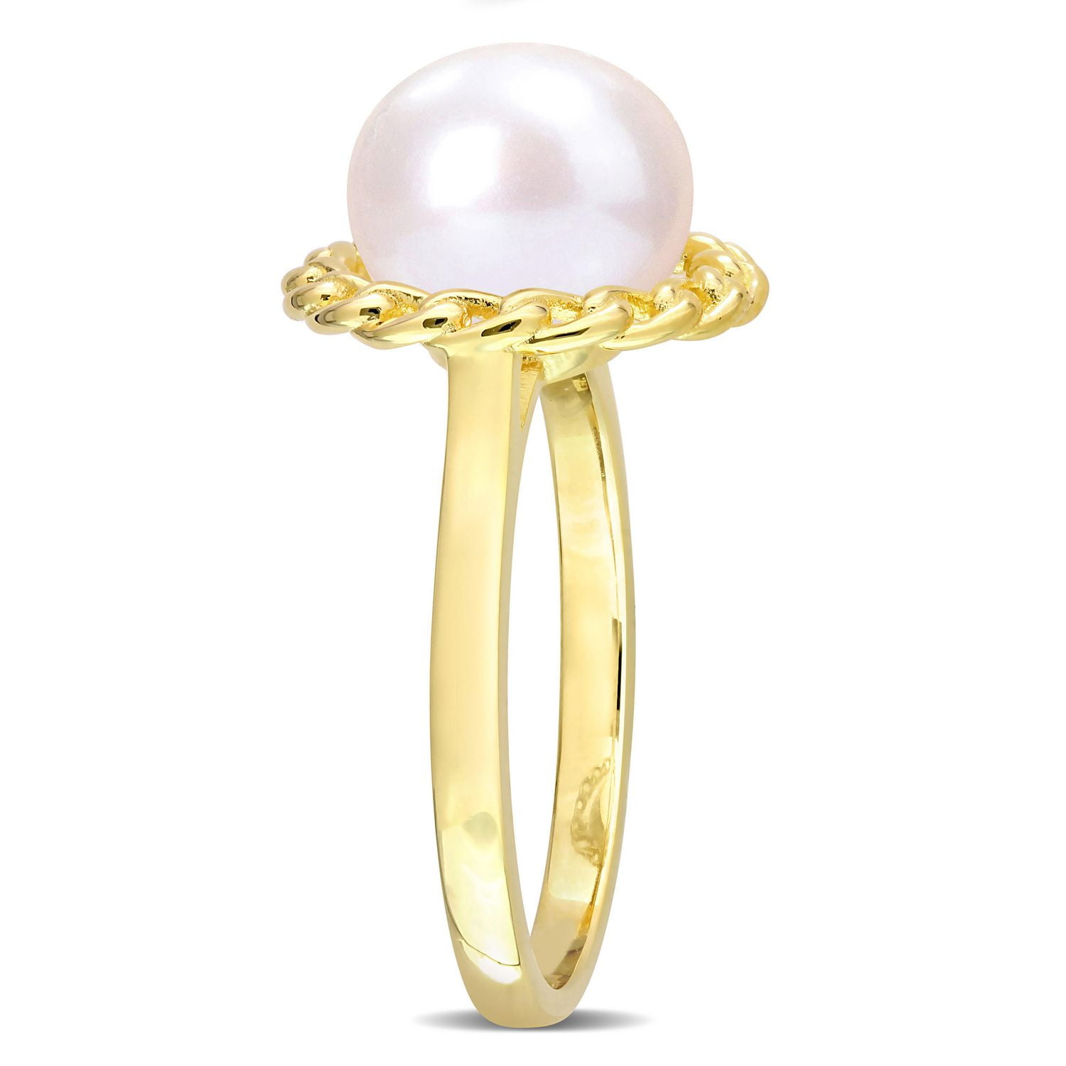 Bague maillon à auréoles Miabella de perles de culture d'eau douce en Argent Sterling Plaqué Jaune
