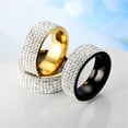 thumbnail image 5 of Ensemble Contemporain de Cinq Anneaux en Acier Inoxydable pour Couples Modernes, Bijoux Assortis, 5 of 5