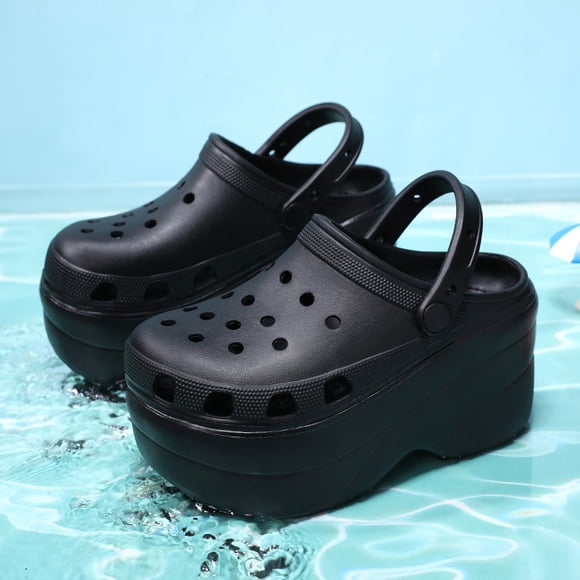 Sandales d'Été en EVA à Trous 2024 Sabots Pantoufle Plateforme pour Femmes Pantoufles d'Extérieur Semelles 10 cm Talons Hauts Sandales de Plage Chaussure de Jardin tzw