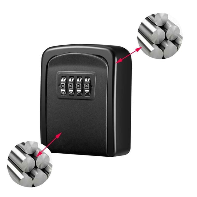 Key Lock Box , Wall Mounted Aluminum Alloy Key Safe Box Weatherproof 4 Digit Combination Keys Storage Lock Boxes ,Built to Last