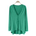 thumbnail image 1 of Breezora Ladies V Neck Modal Asymmetrical Long Sleeve Open Front Cardigan Sweater Green, 1 of 8