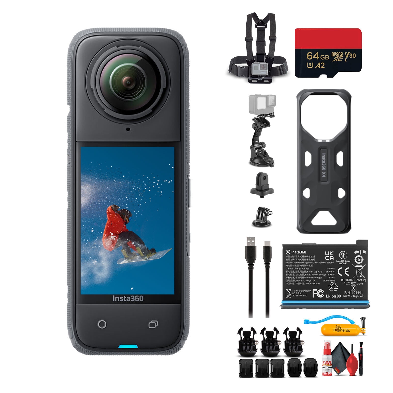 Insta360 X4 - Waterproof 360 Camera + 50-in-1 Accessory Kit + 64GB