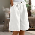 thumbnail image 3 of Women's Casual Elastic Shorts with Button Closure and Pockets Versatile Wide Leg Design for Everyday Wear, 3 of 5
