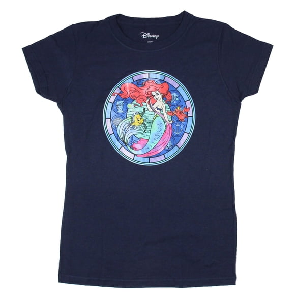 Juniors' Disney Little Mermaid Stained Glass Short Sleeve T-Shirt Tee (2XL)