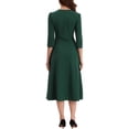 thumbnail image 3 of INSPIRE CHIC Robe de Travail pour Femme Ligne A Manches 3/4 Robe Midi Élégante TP Vert Foncé, 3 of 6