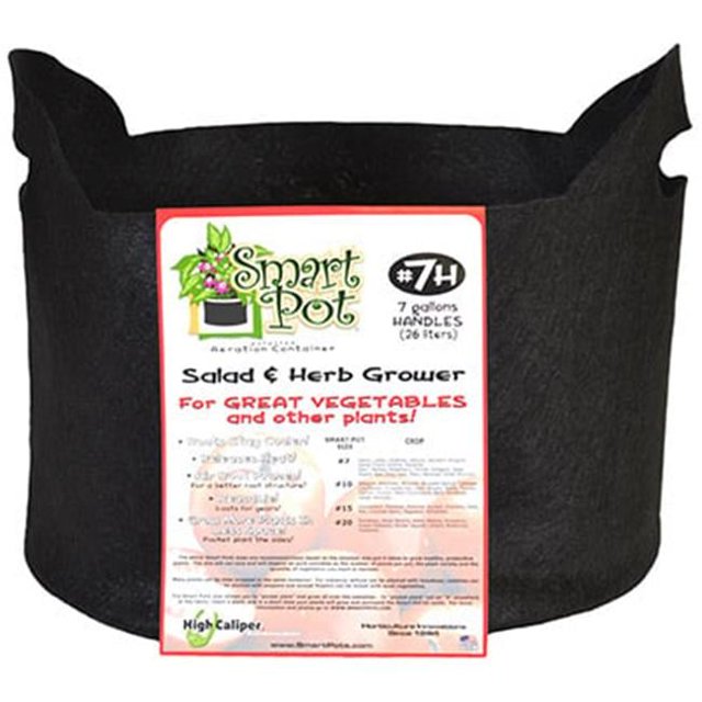 High Caliper Growing 21007RT 7 Gallon- Black Patented Small Smart Pot With Handles