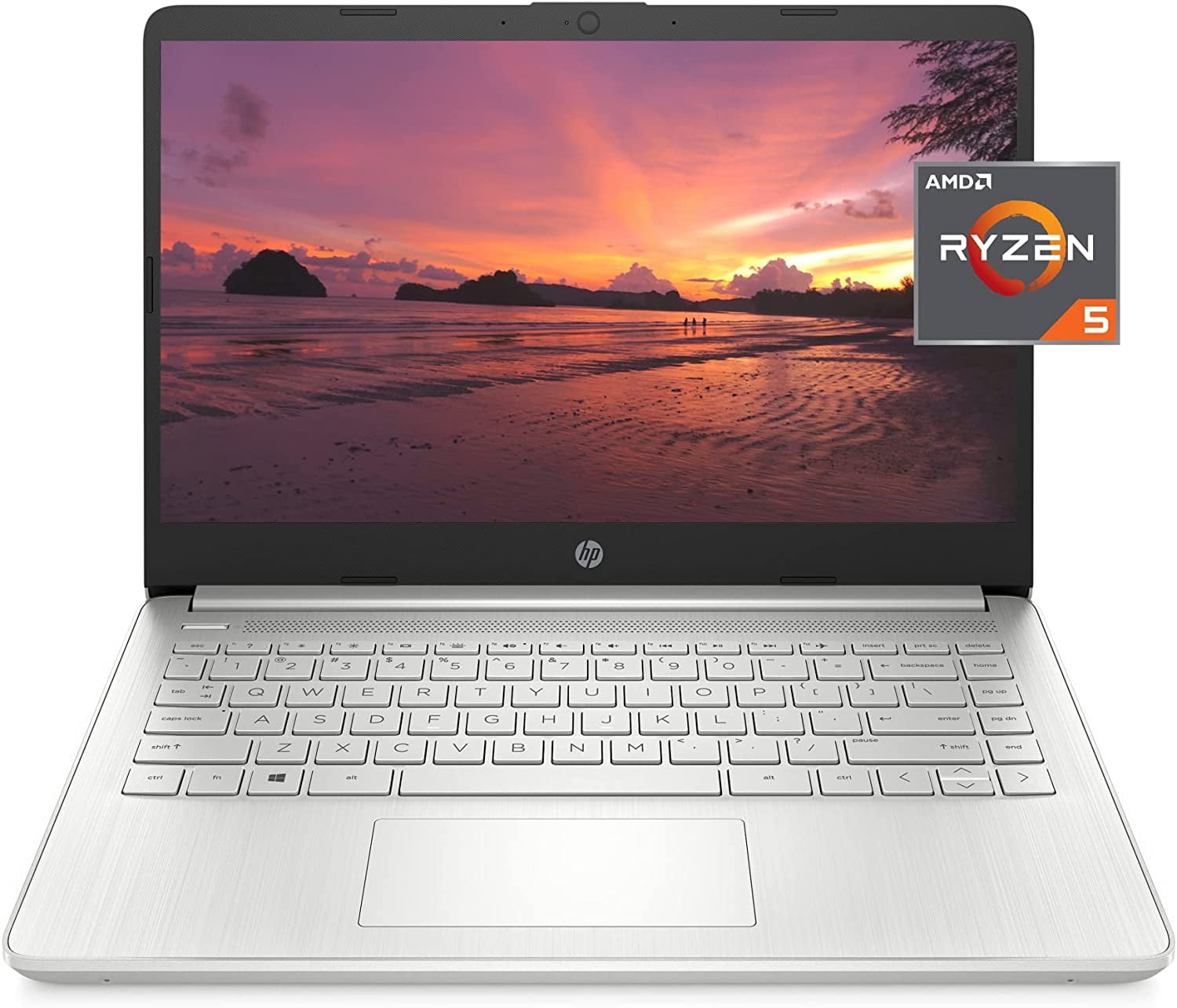 Refurbished (Good) HP 14 FHD Laptop (AMD Ryzen 5 5500U, 8GB RAM, 256GB SSD, Windows 11) - 14-fq1025nr