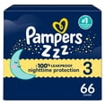 thumbnail image 1 of ZZZ Couches de Nuit, Taille 3 (16-28 lbs), Couche pour Bébé Jetable à Protection de Nuit, 1 of 28