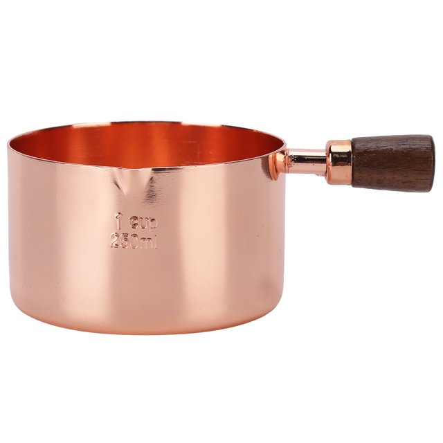 ANGGREK Wooden Handle Sauce Pan, Stainless Steel Sauce Pot Rose Gold For Cooking Kitchen Ware