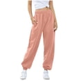 thumbnail image 4 of AherBiu Pantalon de Survêtement en Molleton pour Femmes, Ample, Taille Haute, Décontracté, Athlétique, Joggers avec Poches, Course, Gym, Entraînement, Pantalon, 4 of 6