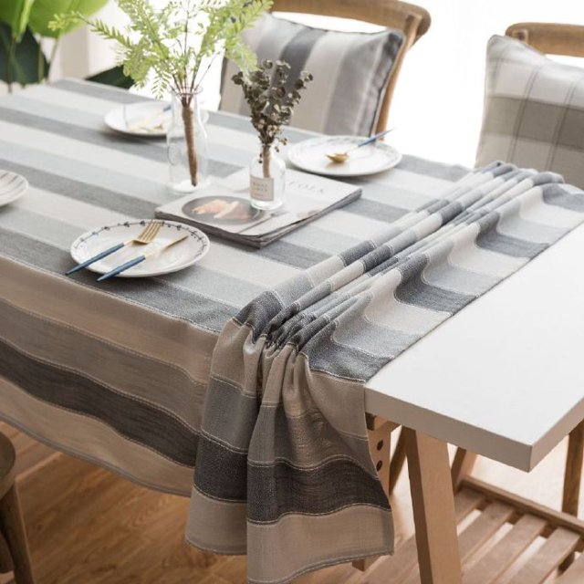 Nappe à Rayures Colorées Boho en Coton et Lin, Imperméable, Couvre-Table, Décoration de Table pour Salle à Manger, Restaurant, Fête