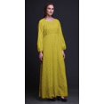 thumbnail image 2 of Bimba Robe Maxi à Manches Longues pour Femmes en Georgette Mousse Imprimée de Plumes d'Aigle, Taille Élastique - Grande, 2 of 5