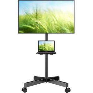 PERLESMITH Mobile TV Stand pour 23-60 pouces LCD LED Télévisions à écran plat/curvé, Tilt TV Panier Max VESA 400x400 portatif TV Stand avec plateau d'ordinateur portable Rolling Floor TV Levez-vous jusqu'à 88Lbs (PSTVMC06)