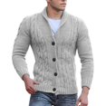 thumbnail image 1 of Mens Cable Knit Cardigan Sweater Shawl Collar Loose Fit Long Sleeve Casual Cardigans, 1 of 5