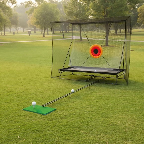 Filet d'Entraînement de Golf - Filet de Frappe 10 X 8 Pi Intérieur/extérieur (Vert) - Système de Retour de Balle 11 Pi avec Visée et Couverture de Balle - Compatible avec la Vraie Balle pour la Conduite et l'Entraînement à l'Écrasement