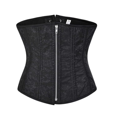 Corset Gainant Robuste à Double Armature en Acier pour l'Entraînement de la Taille, Fermeture Éclair avant, Laçage Arrière, sous-Poitrine, Ajusté