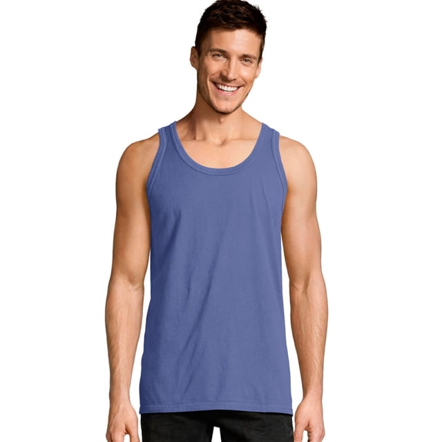 Hanes Mens ComfortWash Garment Dyed Sleeveless Tank Top, M, Deep Forte Blue