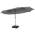 thumbnail image 1 of Costway 15Ft Patio Double-Sided Solar LED Market Umbrella Crank 36 Lights Base Grey, 1 of 10