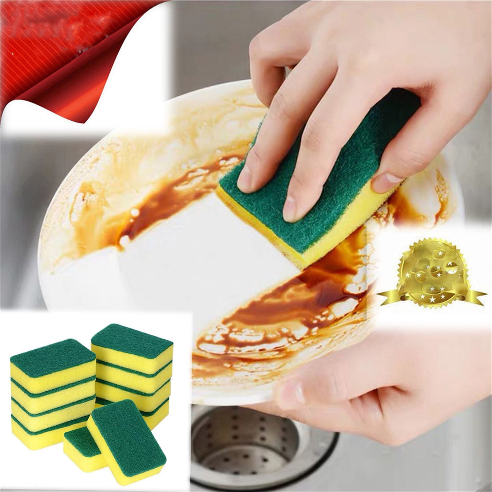 Leutsin Scrub Sponges for Dishes,20pc Heavy Duty Scrub Sponges Kitchen,Dual Side Cleaning Dish Sponges for Non-Coated Cookware,Pocelain Bakeware,Kitchen Scrub Sponges Set for Cleaning