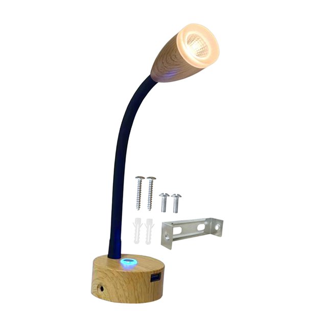 Abbracc RV Reading Lamp 3W 12V-24V Blue Nightlight Memory Function for Bed Van Truck Black