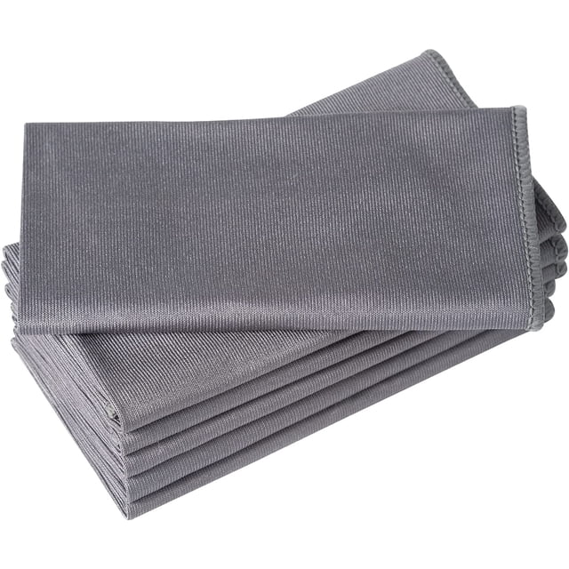 Puomue 6 Pack Microfiber Glass Cleaning Cloth, 16 Inch X 16 Inch, Lint Free Quickly Clean Window, Glasses, Windshields, Mirrors, and Stainless Steel, Grey