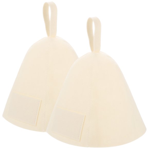 KALLORY 2Pcs Sauna Hut Gray Felt Bathing Hat Moisture Absorption for Women Shower Caps