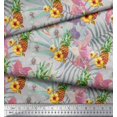 thumbnail image 2 of Soimoi Grey Modal Satin Fabric Lily & Pine Fruits Print Fabric by the Yard 42 Inch Wide, 2 of 3
