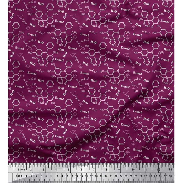 Soimoi Polyester Crepe Fabric Chemical Formula Education Theme Print Fabric by Yard 52 Inch Wide