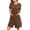 Brown, variant on Sakmal Knee Length Moomoo Nightgowns for Women Blue Full Zip Soft Mumu Dress Short Sleeve Solid Nightgowns with Pockets