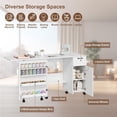 thumbnail image 3 of AKDSteel Folding Sewing Machine Table With Storage Shelves And Sliding Drawer, Rolling Craft Desk With Lockable Wheels For Home Or Bedroom, 3 of 7