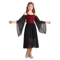 thumbnail image 1 of Yartina Girls Medieval Renaissance Princess Dresses Cold Shoulder Long Sleeve Gothic Victorian Dress Burgundy 10, 1 of 6