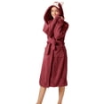 thumbnail image 1 of Teissuly Peignoirs pour Femmes Mode Allongée Garde au Chaud Col Châle Même Style Pyjama à Capuche Manches Longues Robe de Nuit Unie, 1 of 5