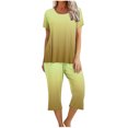 thumbnail image 2 of Offre à Durée Limitée Iumwxz Tenues de Pyjama Décontractées et Fluides Tenues d'Été Mignonnes pour Femmes Imprimé Dégradé Col Rond Manches Courtes Taille Élastique Pantalon Court Tenues pour Femmes Cadeaux de Vacances, 2 of 9