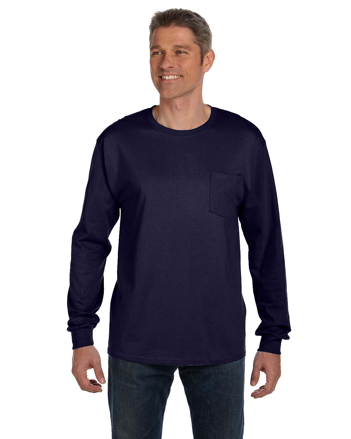 Hanes Adult Tagless Long Sleeve Tee With Pocket, Style 5596