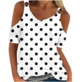 thumbnail image 1 of FAIWAD Hauts d'Été pour Femmes, Tuniques à Épaules Dénudées à Pois, Hauts à Bretelles Chaîne, Blouses Décontractées Chic Confortables, Hauts, 1 of 4