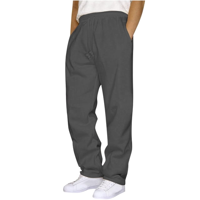 RXIRUCGD Pantalons de Jogging Mode pour Hommes en Gris Foncé, Taille G. Ces Joggers en polyester Offrent une Taille Élastique avec Cordons, des Poches Latérales et une Coupe Décontractée. Conçus pour une Tenue Décontractée, la Détente Ou les Activités de Plein Air, Convenant à Toutes les Saisons.