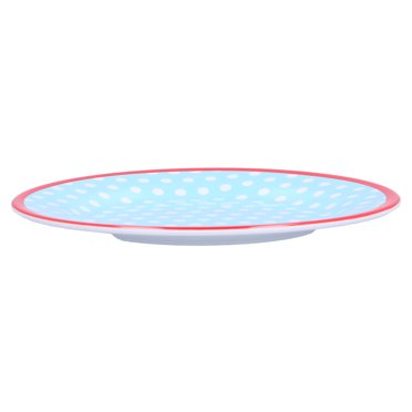 Salad Plate, Practical Dinner Plate Reusable Modern  For  Restaurant` For Condiments Candies, Snacks For Fruits Desserts, Cakes And Salads For Home Light Blue Dot,Light Blue