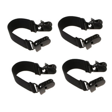 2 Paires de Bretelles Réglables Jambe Étriers Élastiques Pantalon Clips pour les Femmes Hommes Noir