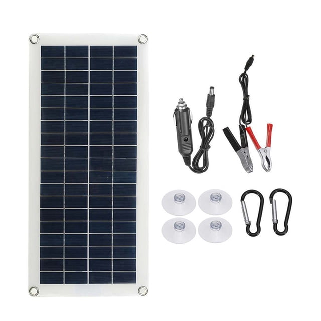 Yeacher Portable Solar Panel 18V 20W Dual USB Charging Port + DC5521 Battery Clamp Interface