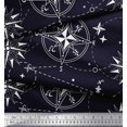 thumbnail image 3 of Soimoi Blue Velvet Fabric Direction Compass Nautical Fabric Prints By Yard 58 Inch Wide, 3 of 5
