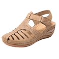 thumbnail image 1 of Chaussures Femme Chaussures Femme Sandales Décontractées d'Été Mode Décontractées Plates Couleur Unie à Oeillets, 1 of 4