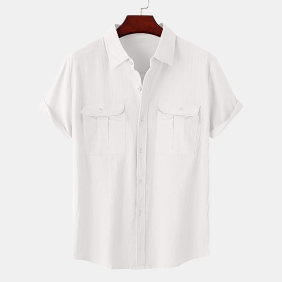Mens Dress Shirts Mens Shirts Short Sleeve Button Down Casual Shirts Beach Shirts for Men Short Sleeve Button Down Shirt White XL