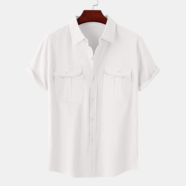 Chemise de Plage pour Hommes Chemises pour Hommes Chemises de Plage pour Hommes Chemise d'Été à Boutons pour Hommes Chemise à Manches Courtes à Boutons pour Hommes Blanc 2TG